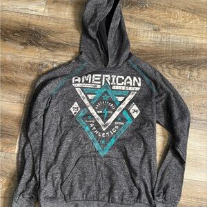 American Fighter Charcoal and Teal Hoodie Men’s Med